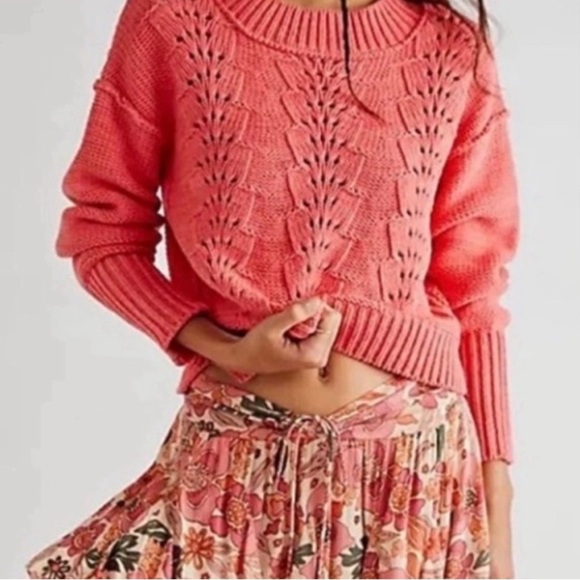 Free People Sweaters - Free People Coral Cropped Sweater- NWT- XS